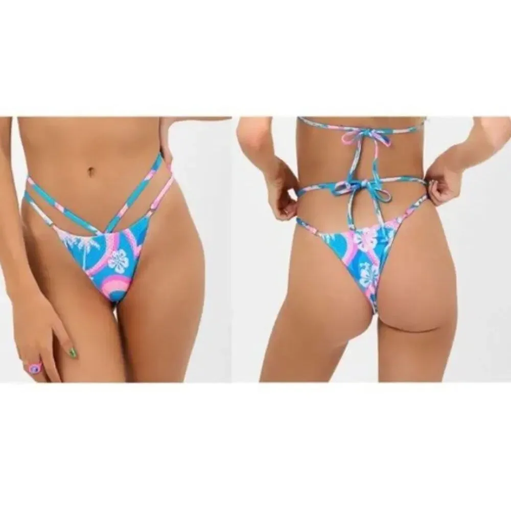 Frankie's Bikinis Boardwalk Layla  Mesh Tropic Love Bikini Swimsuit Sz S